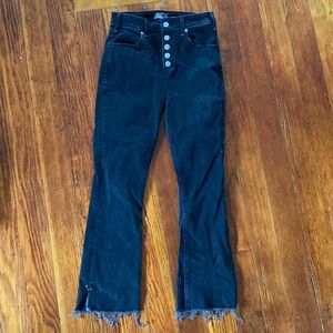Black cropped flare jeans